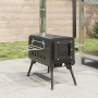 Estufa leña de tienda con chimenea patas plegables acero negro de , Chimeneas - Ref: Foro24-4005748, Precio: 142,49 €, Descue...