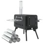 Estufa leña de tienda con chimenea patas plegables acero negro de , Chimeneas - Ref: Foro24-4005748, Precio: 142,49 €, Descue...