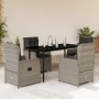 Set comedor de jardín 5 pzas cojines ratán sintético gris claro de , Conjuntos de jardín - Ref: Foro24-3262898, Precio: 583,8...