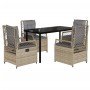 Set comedor de jardín 5 pzas con cojines ratán sintético beige de , Conjuntos de jardín - Ref: Foro24-3263008, Precio: 507,29...