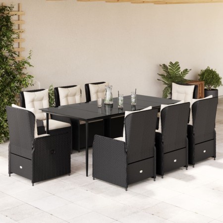 Set de comedor de jardín 9 pzas y cojines ratán sintético negro de , Conjuntos de jardín - Ref: Foro24-3262832, Precio: 1,00 ...