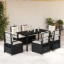 Set de comedor de jardín 7 pzas y cojines ratán sintético negro de , Conjuntos de jardín - Ref: Foro24-3262968, Precio: 686,2...