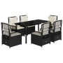 Set de comedor de jardín 7 pzas y cojines ratán sintético negro de , Conjuntos de jardín - Ref: Foro24-3262968, Precio: 686,2...
