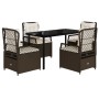 Set comedor de jardín 5 piezas y cojines ratán sintético marrón de , Conjuntos de jardín - Ref: Foro24-3262980, Precio: 485,1...