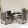 Set comedor de jardín 5 pzas cojines ratán sintético gris claro de , Conjuntos de jardín - Ref: Foro24-3263029, Precio: 508,0...