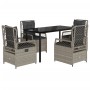 Set comedor de jardín 5 pzas cojines ratán sintético gris claro de , Conjuntos de jardín - Ref: Foro24-3263036, Precio: 483,6...