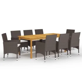 Juego de comedor de jardín de 9 piezas marrón de vidaXL, Conjuntos de jardín - Ref: Foro24-3067862, Precio: 791,44 €, Descuen...
