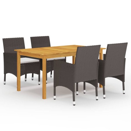 Juego de comedor para jardín de 5 piezas marrón de vidaXL, Conjuntos de jardín - Ref: Foro24-3067764, Precio: 403,47 €, Descu...