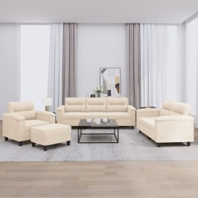 Juego de sofás con cojines 4 piezas tela microfibra beige de , Sofás - Ref: Foro24-3202301, Precio: 871,25 €, Descuento: %