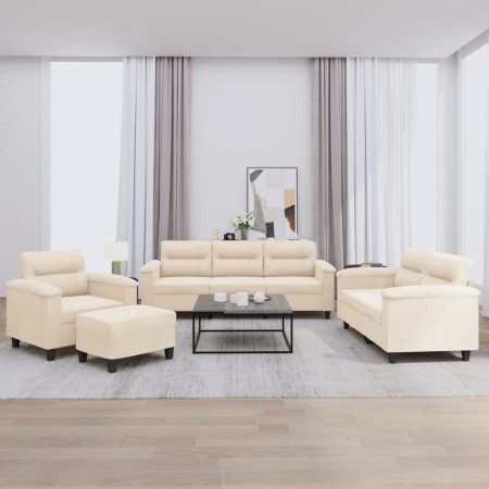 Juego de sofás con cojines 4 piezas tela microfibra beige de , Sofás - Ref: Foro24-3202301, Precio: 871,25 €, Descuento: %