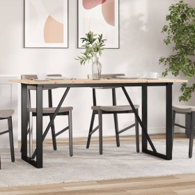 Mesa de comedor marco O madera maciza pino y acero 160x80x75cm de , Mesas de cocina y de comedor - Ref: Foro24-3282677, Preci...