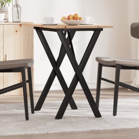 Mesa de comedor marco X madera maciza pino y acero 80x50x75 cm de , Mesas de cocina y de comedor - Ref: Foro24-3282694, Preci...