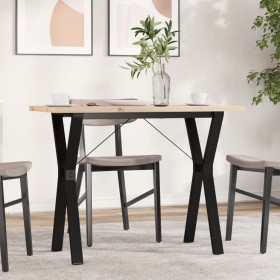 Mesa de comedor marco Y madera maciza pino acero 100x50x75,5 cm de , Mesas de cocina y de comedor - Ref: Foro24-3282785, Prec...