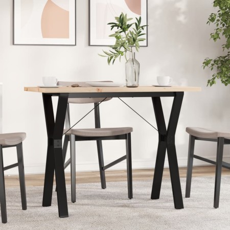 Mesa de comedor marco Y madera maciza pino acero 100x50x75,5 cm de , Mesas de cocina y de comedor - Ref: Foro24-3282785, Prec...