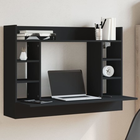 Escritorio de pared madera de ingeniería negro 105x48x75 cm de , Escritorios - Ref: Foro24-847969, Precio: 81,42 €, Descuento: %