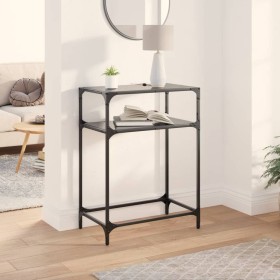 Mesa consola con superficie de vidrio negro acero 60x35x81 cm de , Mesas consola - Ref: Foro24-846023, Precio: 48,40 €, Descu...
