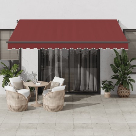 Toldo retráctil automático con LEDs color burdeos 400x350 cm de , Toldos - Ref: Foro24-3215001, Precio: 812,87 €, Descuento: %