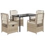 Set comedor de jardín 5 pzas con cojines ratán sintético beige de , Conjuntos de jardín - Ref: Foro24-3263022, Precio: 504,47...
