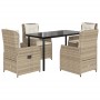 Set comedor de jardín 5 pzas con cojines ratán sintético beige de , Conjuntos de jardín - Ref: Foro24-3262891, Precio: 567,97...