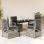 Set comedor de jardín 5 piezas con cojines ratán sintético gris de , Conjuntos de jardín - Ref: Foro24-3262994, Precio: 503,1...