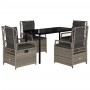 Set comedor de jardín 5 piezas con cojines ratán sintético gris de , Conjuntos de jardín - Ref: Foro24-3262994, Precio: 503,1...