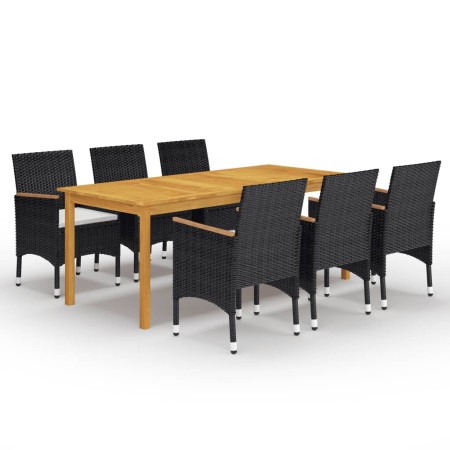 Juego de comedor de jardín de 7 piezas negro de vidaXL, Conjuntos de jardín - Ref: Foro24-3067863, Precio: 539,21 €, Descuent...
