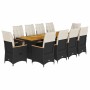 Set de mesa y sillas de jardín 11 pzas y cojines ratán PE negro de , Conjuntos de jardín - Ref: Foro24-3277251, Precio: 1,00 ...