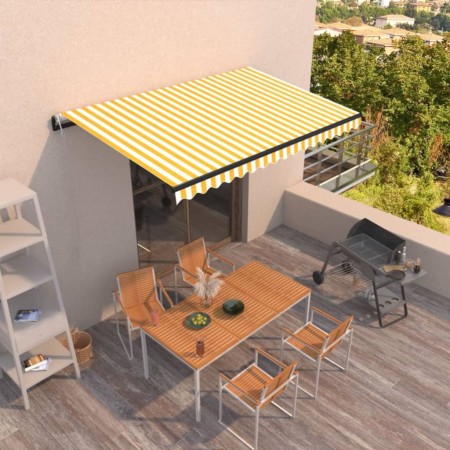 Toldo retráctil automático amarillo y blanco 400x350 cm de , Toldos - Ref: Foro24-3069188, Precio: 443,99 €, Descuento: %