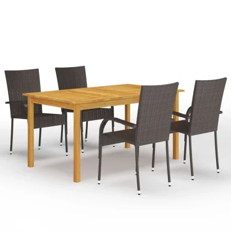 Juego de comedor para jardín 5 piezas marrón de vidaXL, Conjuntos de jardín - Ref: Foro24-3067783, Precio: 368,99 €, Descuent...