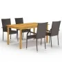 Juego de comedor para jardín 5 piezas marrón de vidaXL, Conjuntos de jardín - Ref: Foro24-3067783, Precio: 368,99 €, Descuent...