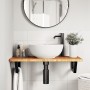 Estante de lavabo de pared de acero y madera maciza de roble de , Tocadores de baño - Ref: Foro24-3302339, Precio: 82,75 €, D...