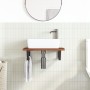 Estante de lavabo de pared de acero y madera maciza de roble de , Tocadores de baño - Ref: Foro24-3302351, Precio: 78,23 €, D...