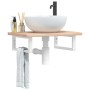 Estante de lavabo de pared de acero y madera maciza de roble de , Tocadores de baño - Ref: Foro24-3302332, Precio: 70,99 €, D...