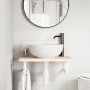 Estante de lavabo de pared de acero y madera maciza de roble de , Tocadores de baño - Ref: Foro24-3302332, Precio: 70,99 €, D...