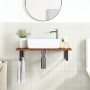 Estante de lavabo de pared de acero y madera maciza de roble de , Tocadores de baño - Ref: Foro24-3302345, Precio: 80,32 €, D...