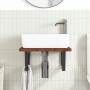 Estante de lavabo de pared de acero y madera maciza de roble de , Tocadores de baño - Ref: Foro24-3302403, Precio: 82,91 €, D...