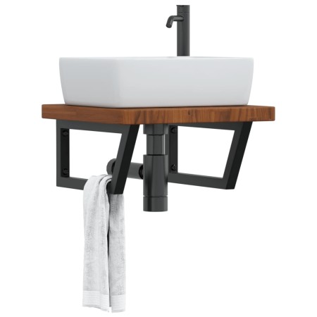 Estante de lavabo de pared de acero y madera maciza de roble de , Tocadores de baño - Ref: Foro24-3302415, Precio: 106,09 €, ...