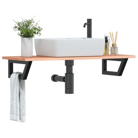 Estante de lavabo de pared de acero y madera maciza de roble de , Tocadores de baño - Ref: Foro24-3302571, Precio: 94,69 €, D...