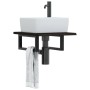 Estante de lavabo de pared de acero y madera maciza de roble de , Tocadores de baño - Ref: Foro24-3302573, Precio: 60,05 €, D...