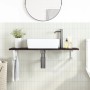 Estante de lavabo de pared de acero y madera maciza de roble de , Tocadores de baño - Ref: Foro24-3302590, Precio: 70,05 €, D...