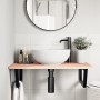 Estante de lavabo de pared de acero y madera maciza de roble de , Tocadores de baño - Ref: Foro24-3302599, Precio: 86,60 €, D...