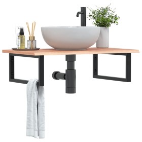 Estante de lavabo de pared de acero y madera maciza de roble de , Tocadores de baño - Ref: Foro24-3302609, Precio: 101,30 €, ...