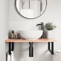 Estante de lavabo de pared de acero y madera maciza de roble de , Tocadores de baño - Ref: Foro24-3302609, Precio: 101,30 €, ...