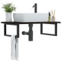 Estante de lavabo de pared de acero y madera maciza de roble de , Tocadores de baño - Ref: Foro24-3302621, Precio: 96,28 €, D...