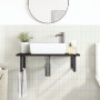 Estante de lavabo de pared de acero y madera maciza de roble de , Tocadores de baño - Ref: Foro24-3302621, Precio: 96,28 €, D...