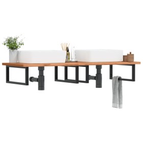 Estante de lavabo de pared de acero y madera maciza de haya de , Tocadores de baño - Ref: Foro24-3302457, Precio: 196,25 €, D...