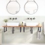 Estante de lavabo de pared de acero y madera maciza de haya de , Tocadores de baño - Ref: Foro24-3302457, Precio: 196,25 €, D...