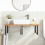 Estante de lavabo de pared de acero y madera maciza de roble de , Tocadores de baño - Ref: Foro24-3302481, Precio: 129,29 €, ...