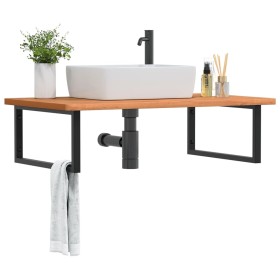 Estante de lavabo de pared de acero y madera maciza de haya de , Tocadores de baño - Ref: Foro24-3302525, Precio: 134,81 €, D...