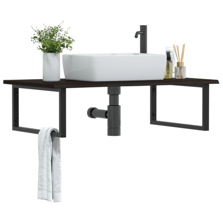 Estante de lavabo de pared de acero y madera maciza de roble de , Tocadores de baño - Ref: Foro24-3302661, Precio: 101,29 €, ...